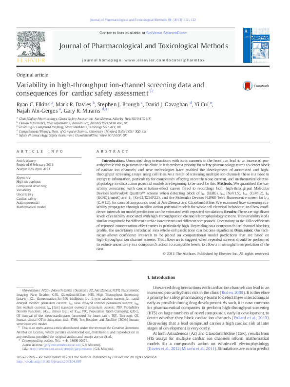 (PDF) Variability in high-throughput ion-channel screening data and ...