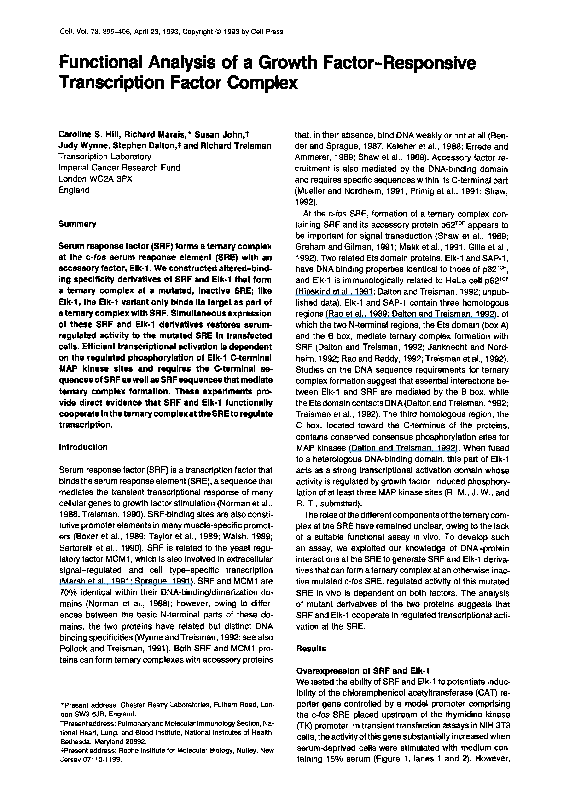 (PDF) Functional analysis of a growth factor-responsive transcription ...