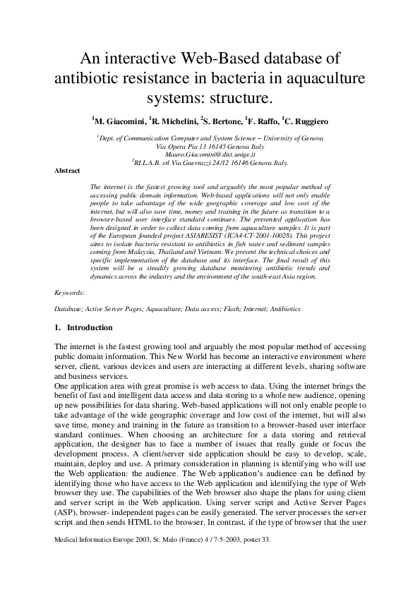 (PDF) An interactive Based database of antibiotic resistance in