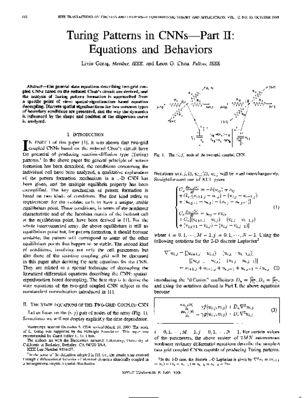 (PDF) Turing patterns in CNNs. II. Equations and behaviors