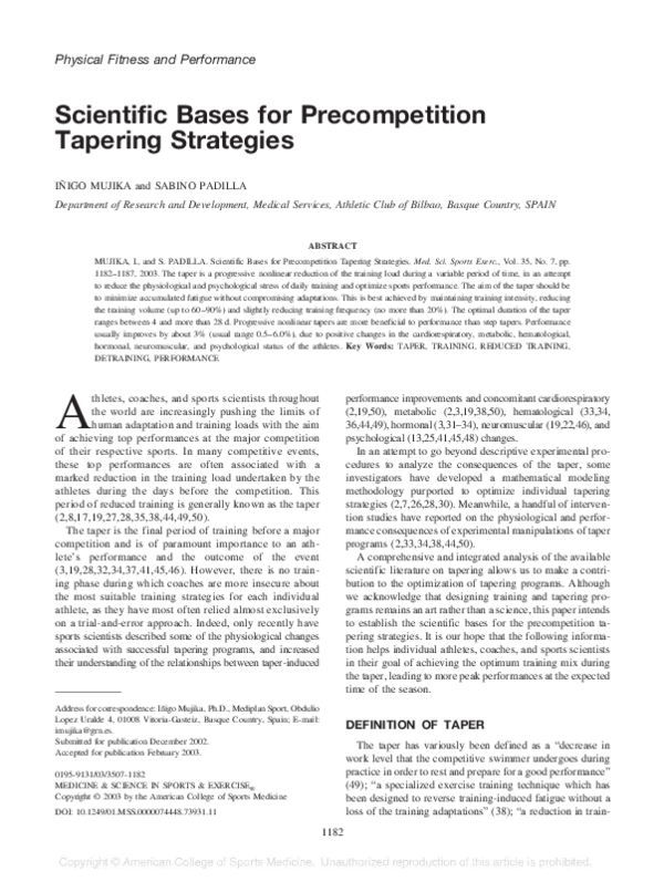 (PDF) Scientific Bases for Precompetition Tapering Strategies
