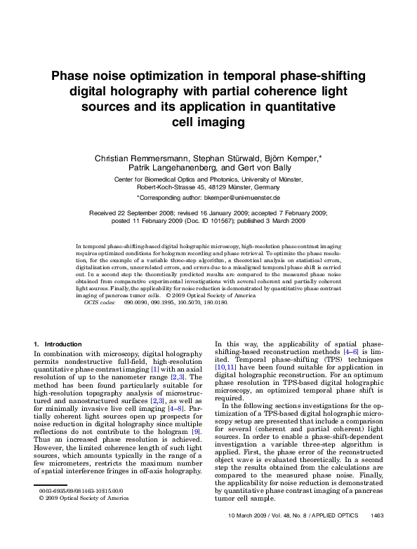 (PDF) Phase noise optimization in temporal phase-shifting digital ...