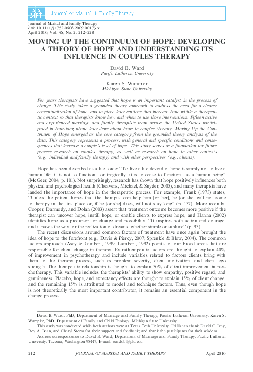 (PDF) Moving Up the Continuum of Hope: Developing a Theory of Hope and ...
