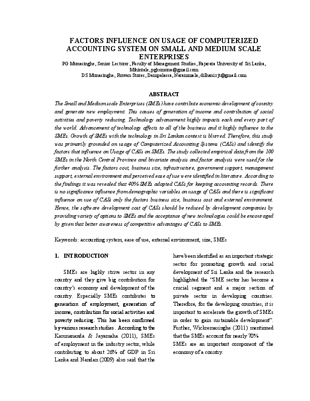 (PDF) FACTORS INFLUENCE ON USAGE OF COMPUTERIZED ACCOUNTING SYSTEM ON ...