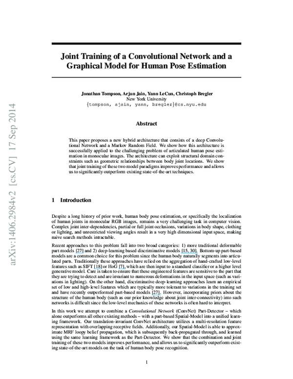 (PDF) Joint Training of a Convolutional Network and a Graphical Model ...