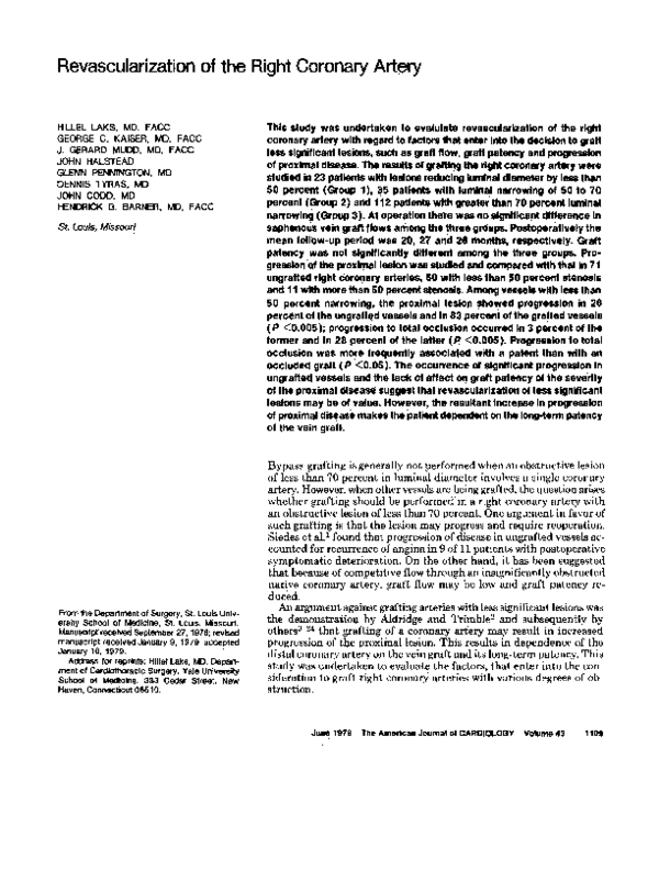 (PDF) Revascularization of the right coronary artery