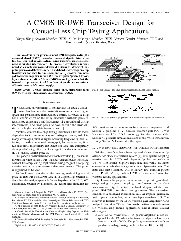 (PDF) A CMOS IRUWB Transceiver Design for ContactLess Chip Testing