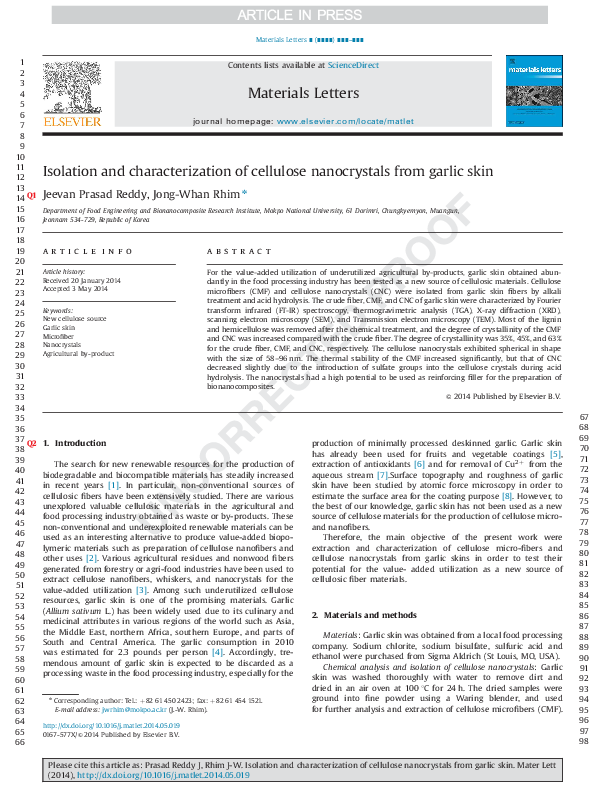 (PDF) Isolation and characterization of cellulose nanowhiskers from oil ...