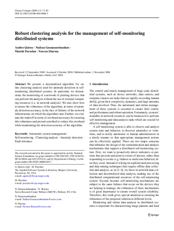 (PDF) Robust clustering analysis for the management of self-monitoring ...