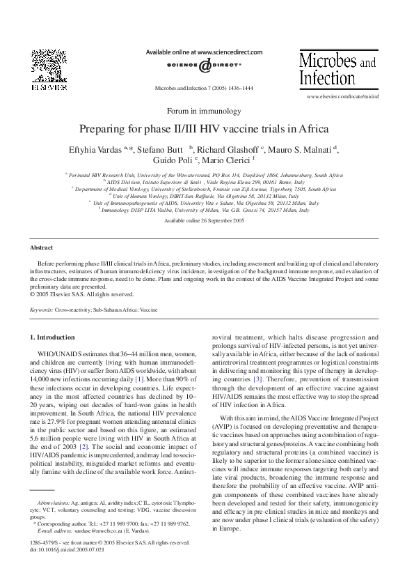 (PDF) Preparing for phase II/III HIV vaccine trials in Africa