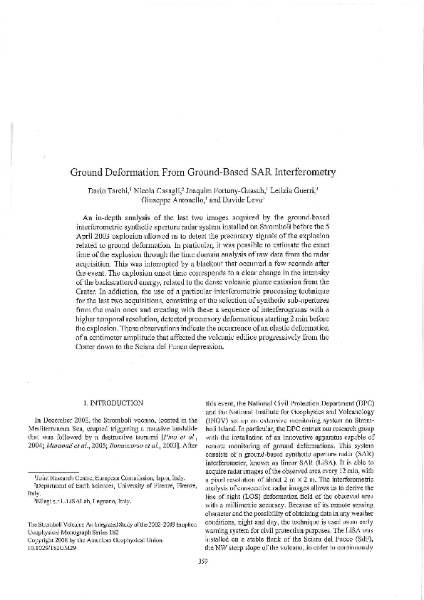 (PDF) Ground deformation from ground-based SAR interferometry