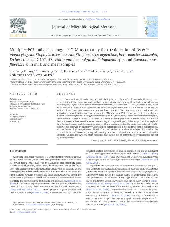 (PDF) Multiplex PCR and a chromogenic DNA macroarray for the detection ...