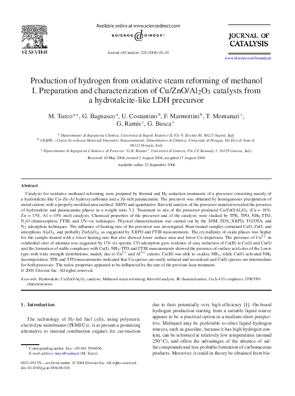 (PDF) Production of hydrogen from oxidative steam reforming of ...