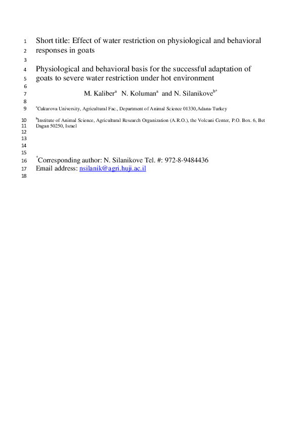 (PDF) Physiological and behavioral basis for the successful adaptation ...
