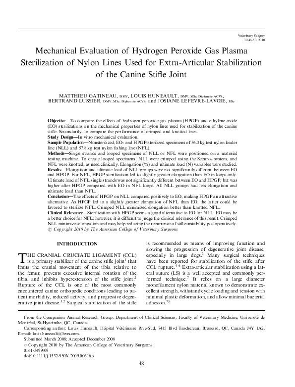 (PDF) Mechanical Evaluation of Hydrogen Peroxide Gas Plasma ...