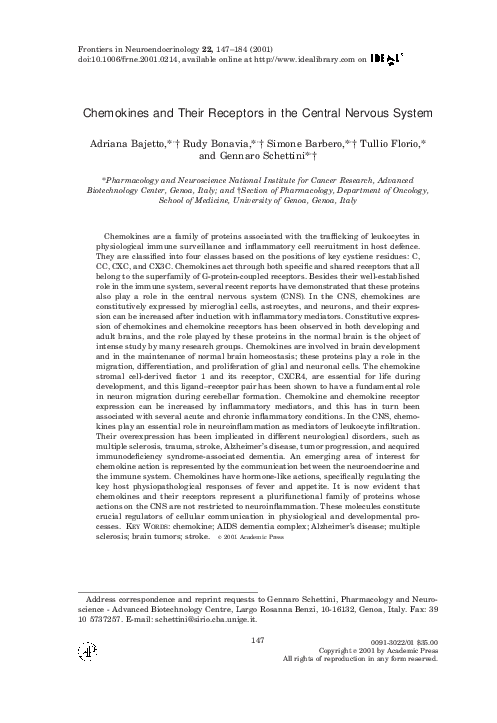 (PDF) Chemokines and Their Receptors in Central Nervous System Disease