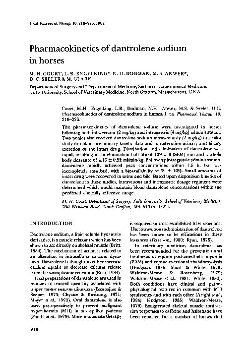 (PDF) of dantrolene sodium in horses David Seeler