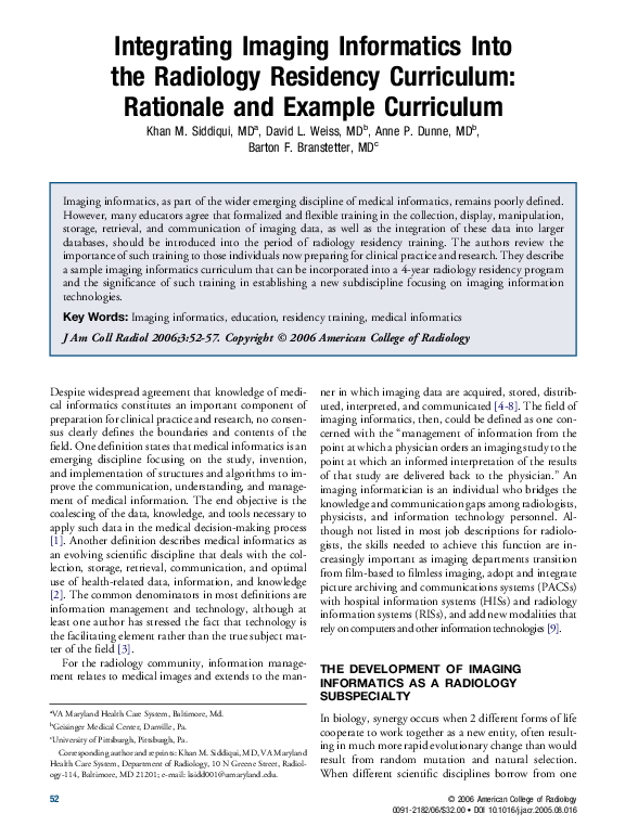 (PDF) Integrating Imaging Informatics Into the Radiology Residency ...
