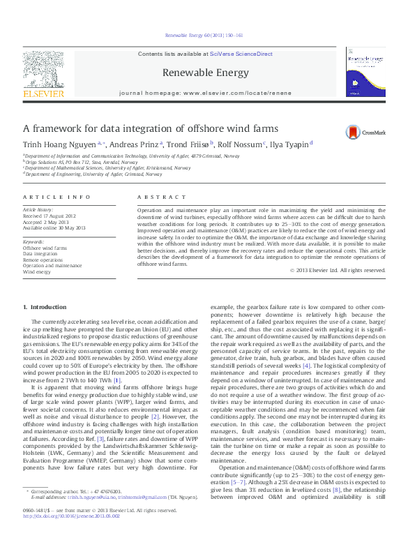 (PDF) A framework for data integration of offshore wind farms