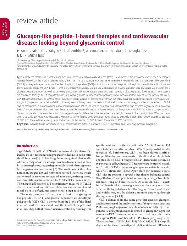 Image showcasing (PDF) Glucagon-like peptide-1-based therapies and cardiovascular ...