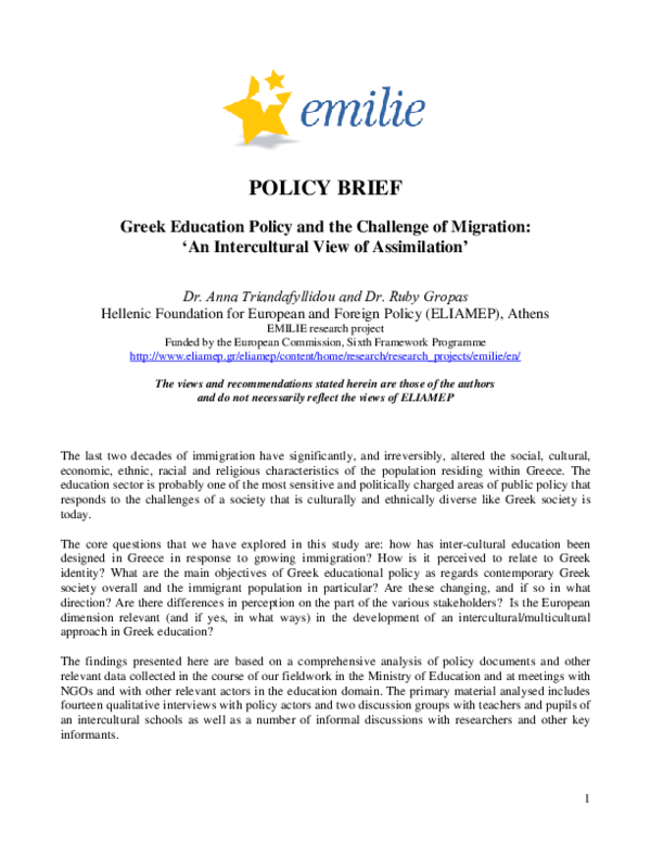 (PDF) Greek education policy and the challenges of migration: An ...