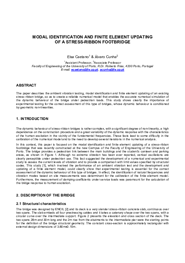 (PDF) Modal identification and finite element Updating of a stress ...