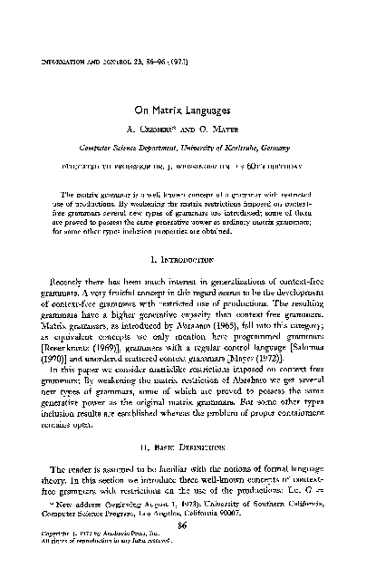 (PDF) On matrix languages