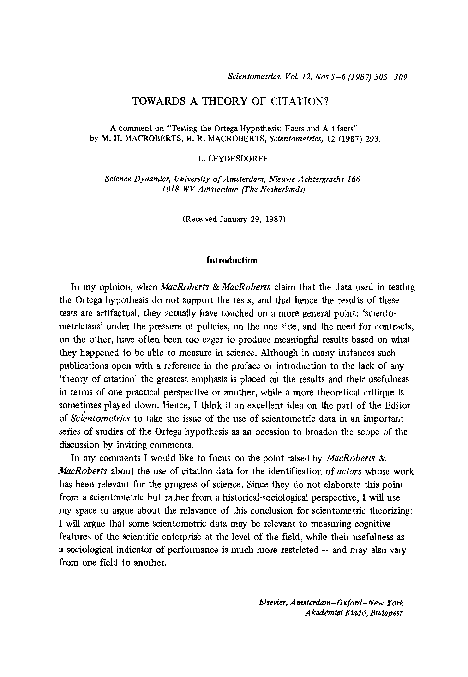 (PDF) Towards a theory of citation?