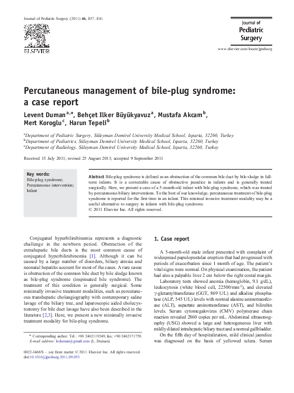 (PDF) Percutaneous management of bileplug syndrome a case report