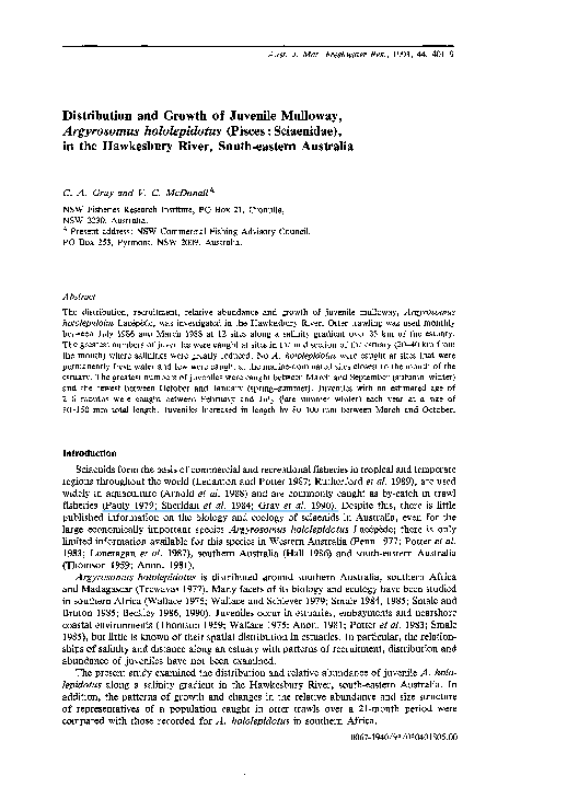 (PDF) Distribution and growth of juvenile mulloway, Argyrosomus ...