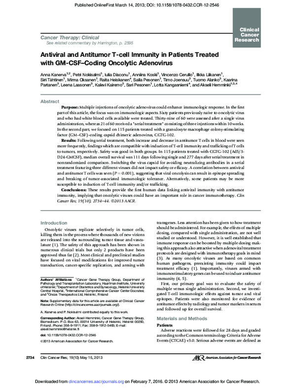 (PDF) Antiviral and Antitumor T-cell Immunity in Patients Treated with ...