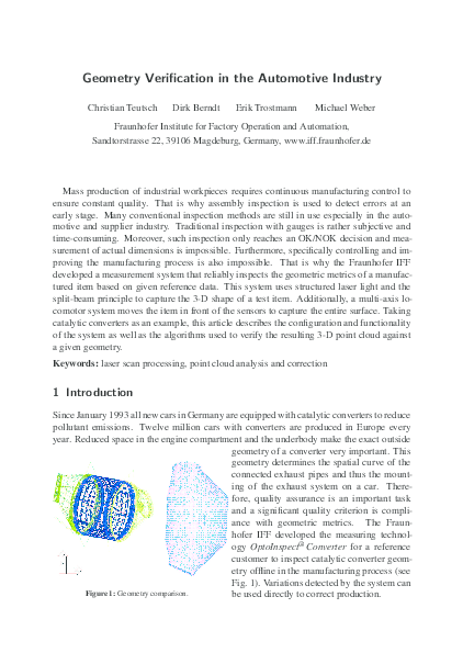 (PDF) Geometry Verification in the Automotive Industry