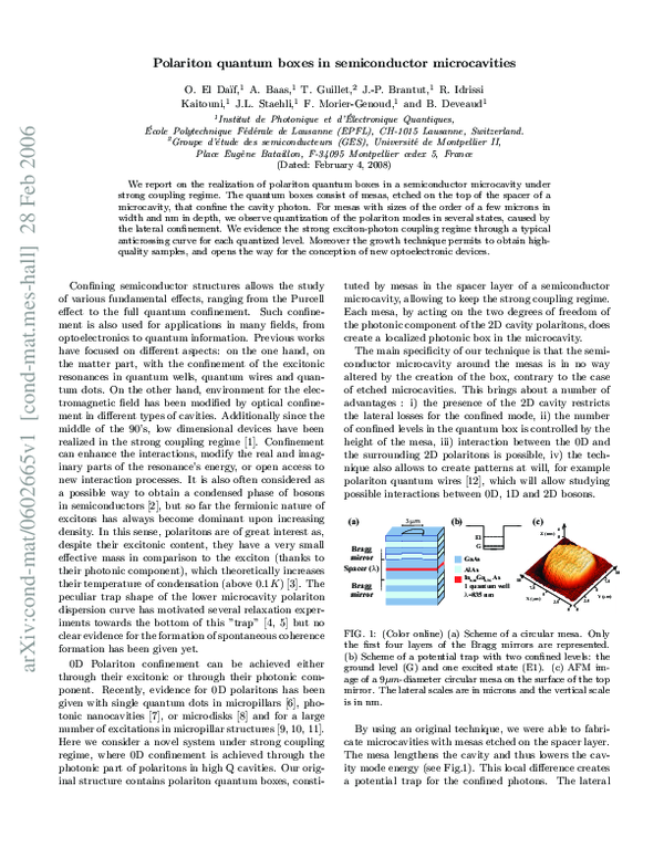 (PDF) Polariton quantum boxes in semiconductor microcavities Benoit