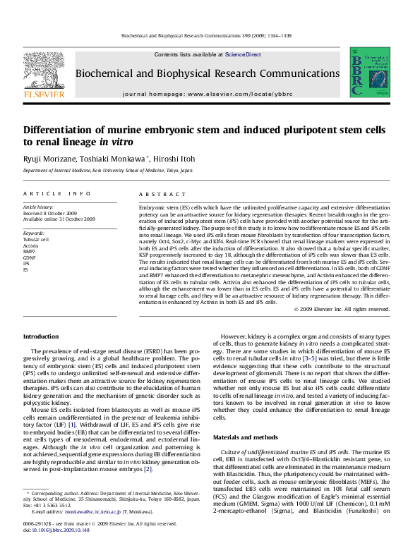 (PDF) Differentiation of murine embryonic stem and induced pluripotent ...