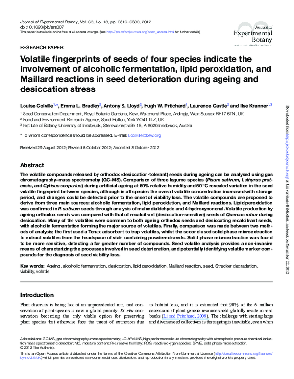 (PDF) Volatile fingerprints of seeds of four species indicate the ...