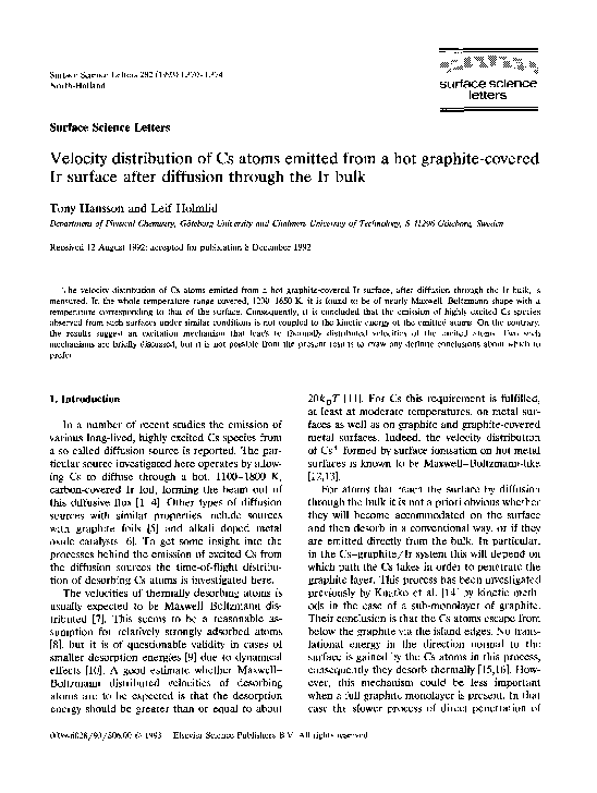 (PDF) Velocity distribution of Cs atoms emitted from a hot graphite ...