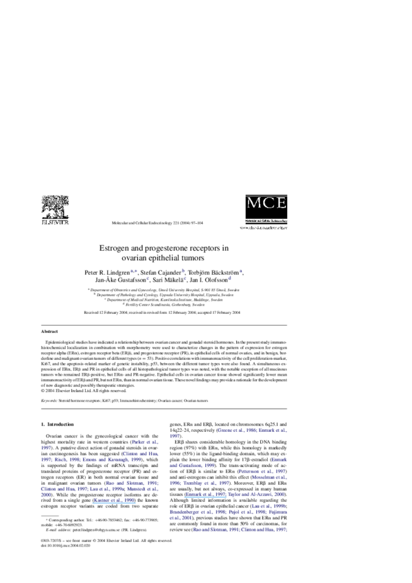 (PDF) Estrogen and progesterone receptors in ovarian epithelial tumors