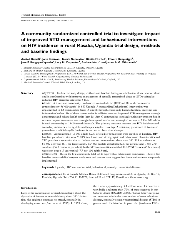 (PDF) A community randomized controlled trial to investigate impact of ...