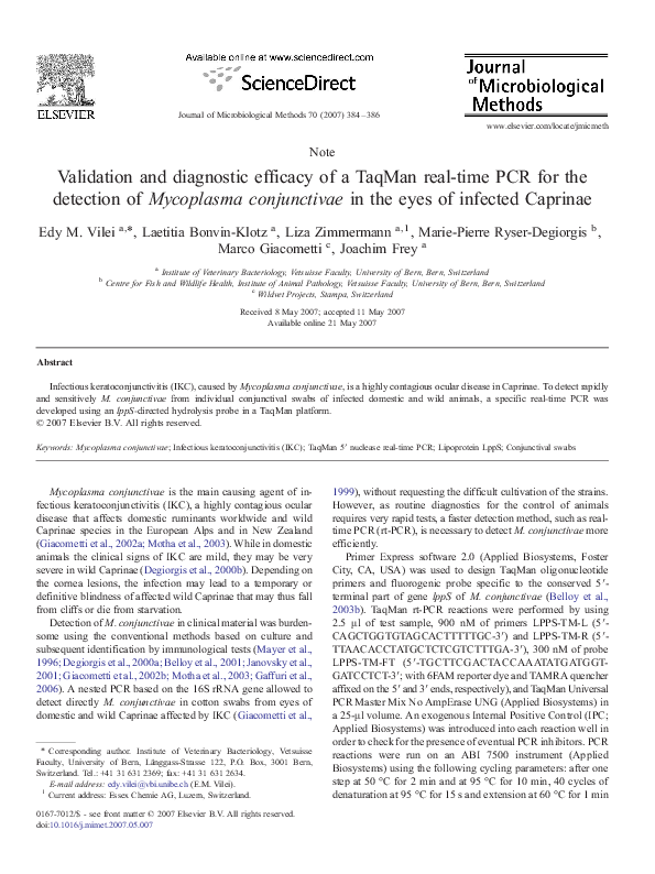 (PDF) Validation and diagnostic efficacy of a TaqMan real-time PCR for ...