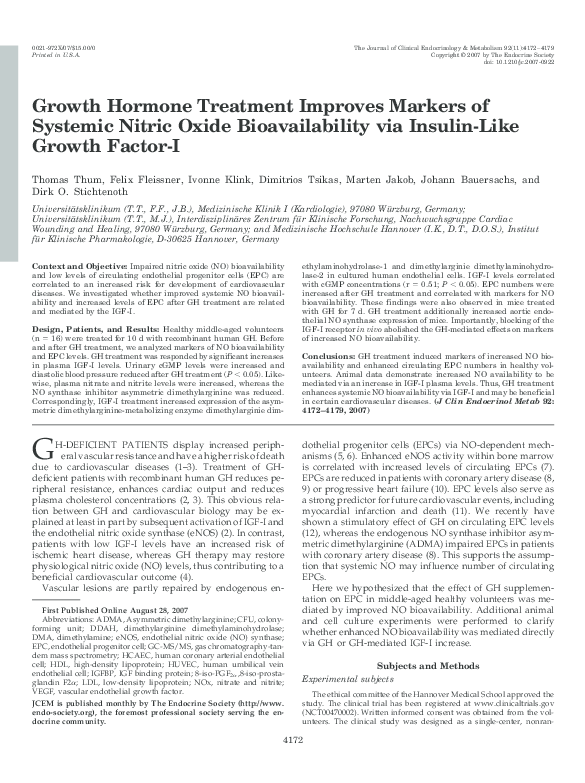 (PDF) Growth Hormone Treatment Improves Markers of Systemic Nitric