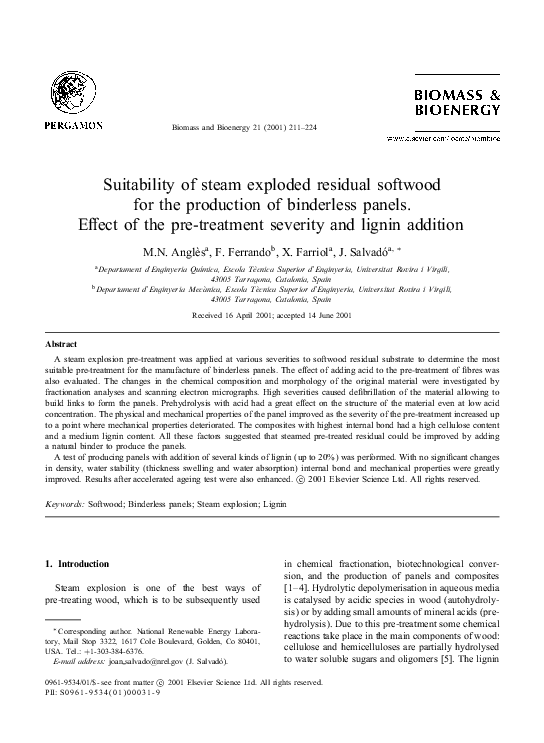 (PDF) Suitability of steam exploded residual softwood for the ...