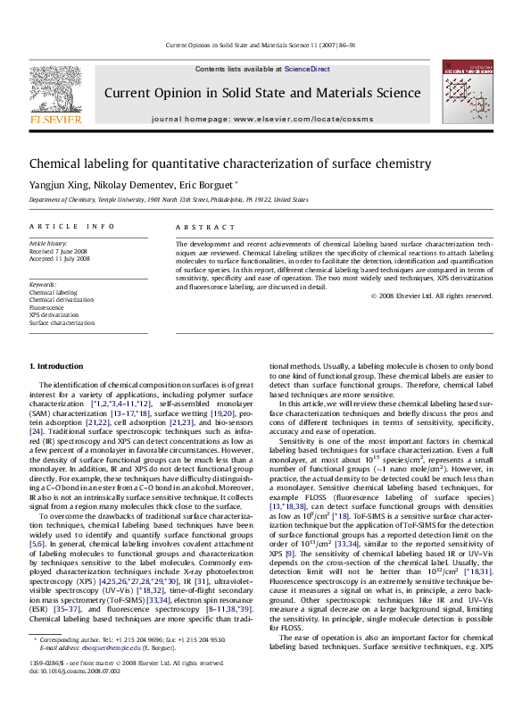 (PDF) Chemical labeling for quantitative characterization of surface