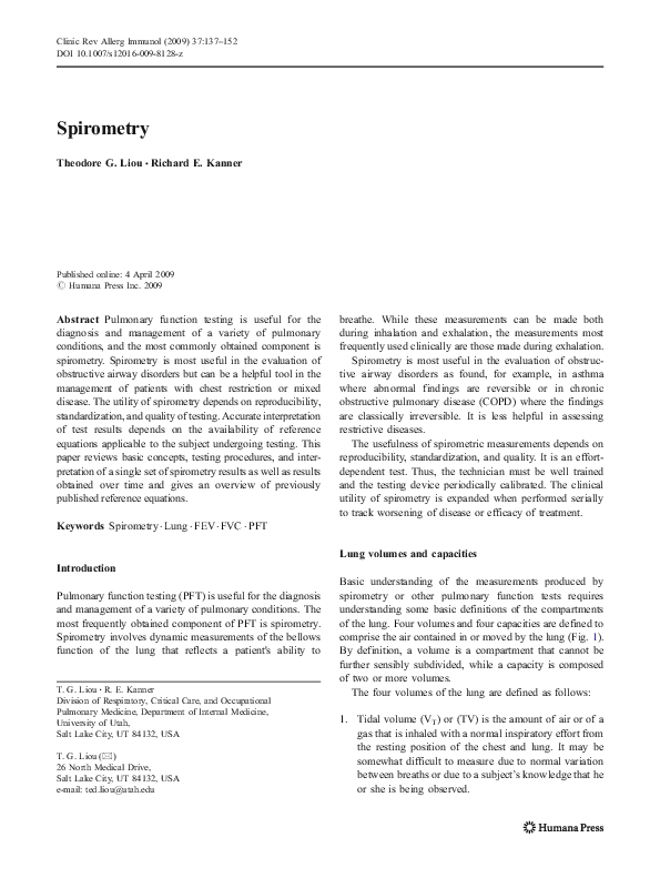 (PDF) Spirometry