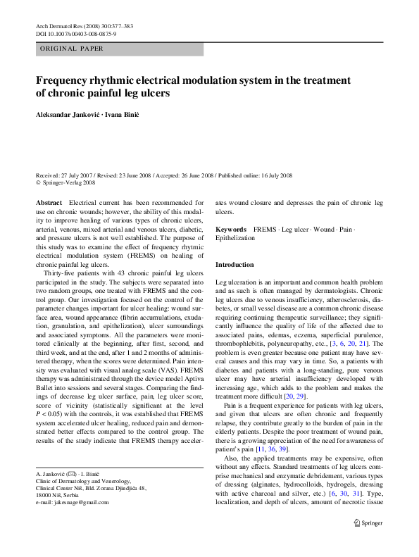 (PDF) Frequency rhythmic electrical modulation system in the treatment ...