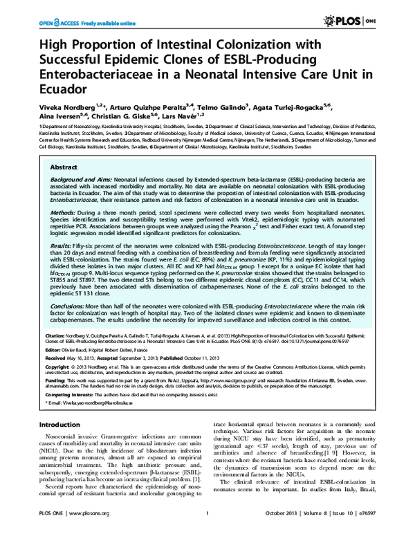 (PDF) High Proportion of Intestinal Colonization with Successful ...