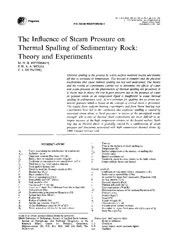 (PDF) The influence of steam pressure on thermal spalling of ...