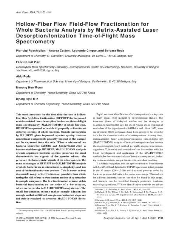 (PDF) Hollow-Fiber Flow Field-Flow Fractionation for Whole Bacteria ...