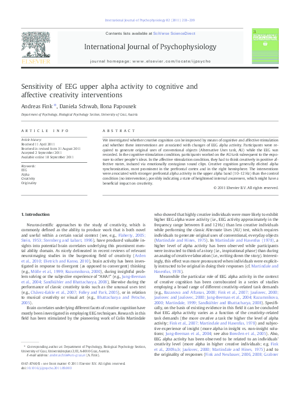 (PDF) Sensitivity of EEG upper alpha activity to cognitive and ...
