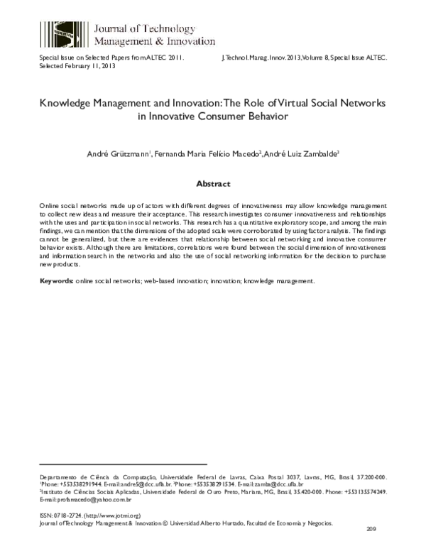 (PDF) Knowledge Management and Innovation: The Role of Virtual Social ...