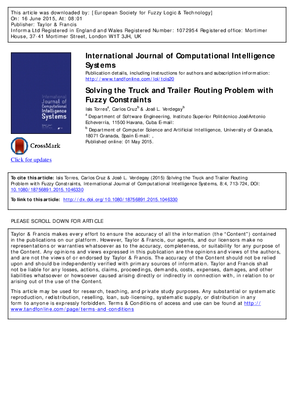 (PDF) Solving the Truck and Trailer Routing Problem with Fuzzy Constraints
